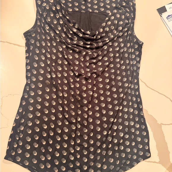 Halogen Tops - Dark Navy with Clay/Bluish-Gray Patterned  Women's Sleeveless Blouse Top